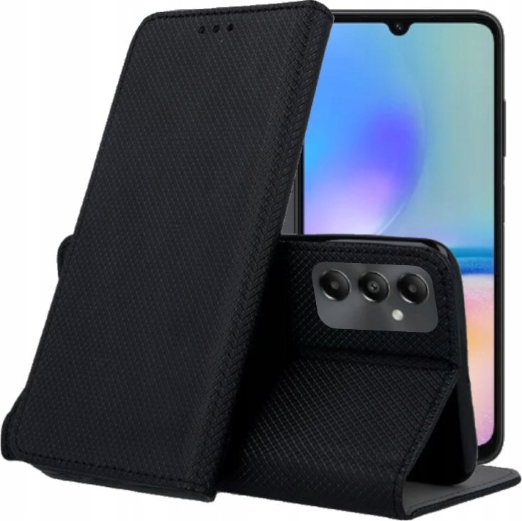 Hello Case ETUI Z KLAPKĄ DO SAMSUNG GALAXY A05S CZARNE ZAMYKANE MAGNETYCZNE KABURA