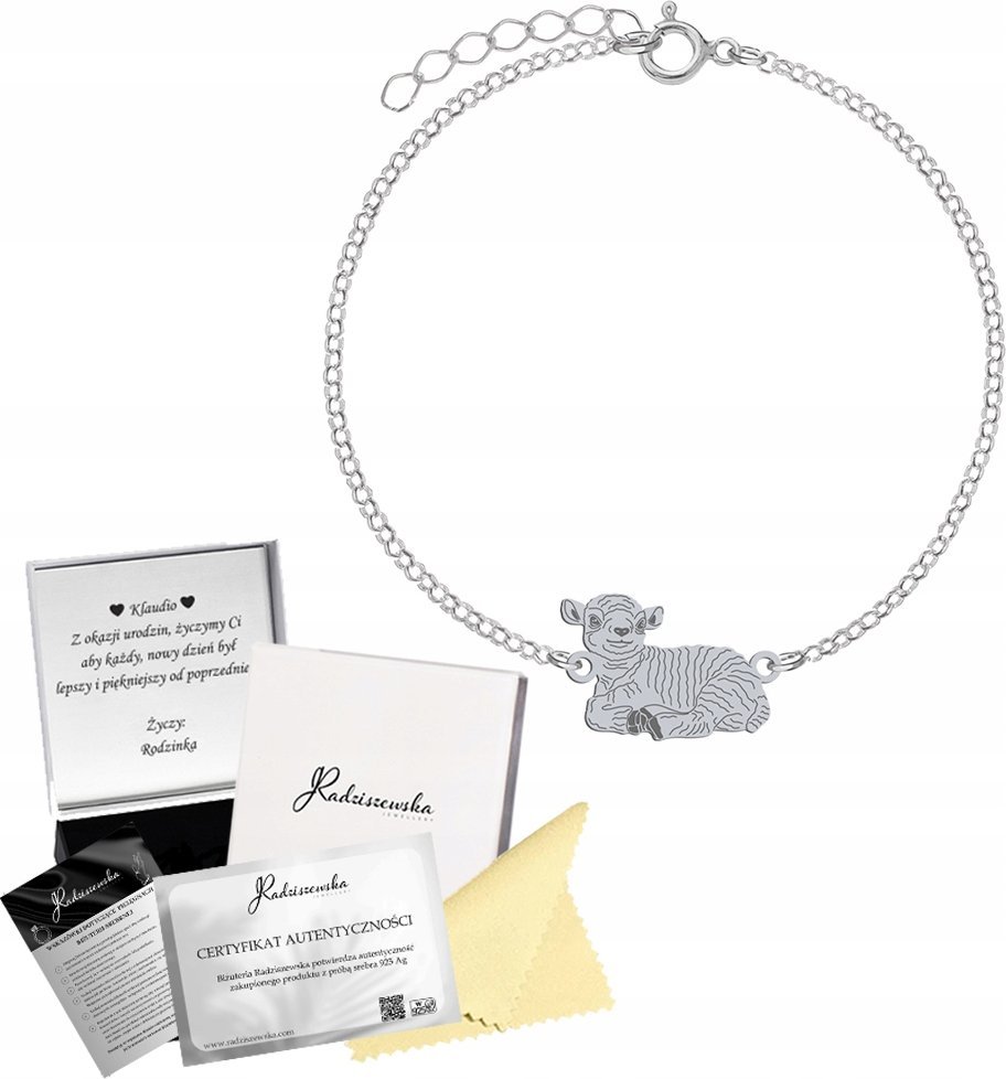 Radziszewska Jewellery Bransoletka Srebrna z Barankiem Wielkanocnym Prezent ŻYCZENIA GRATIS