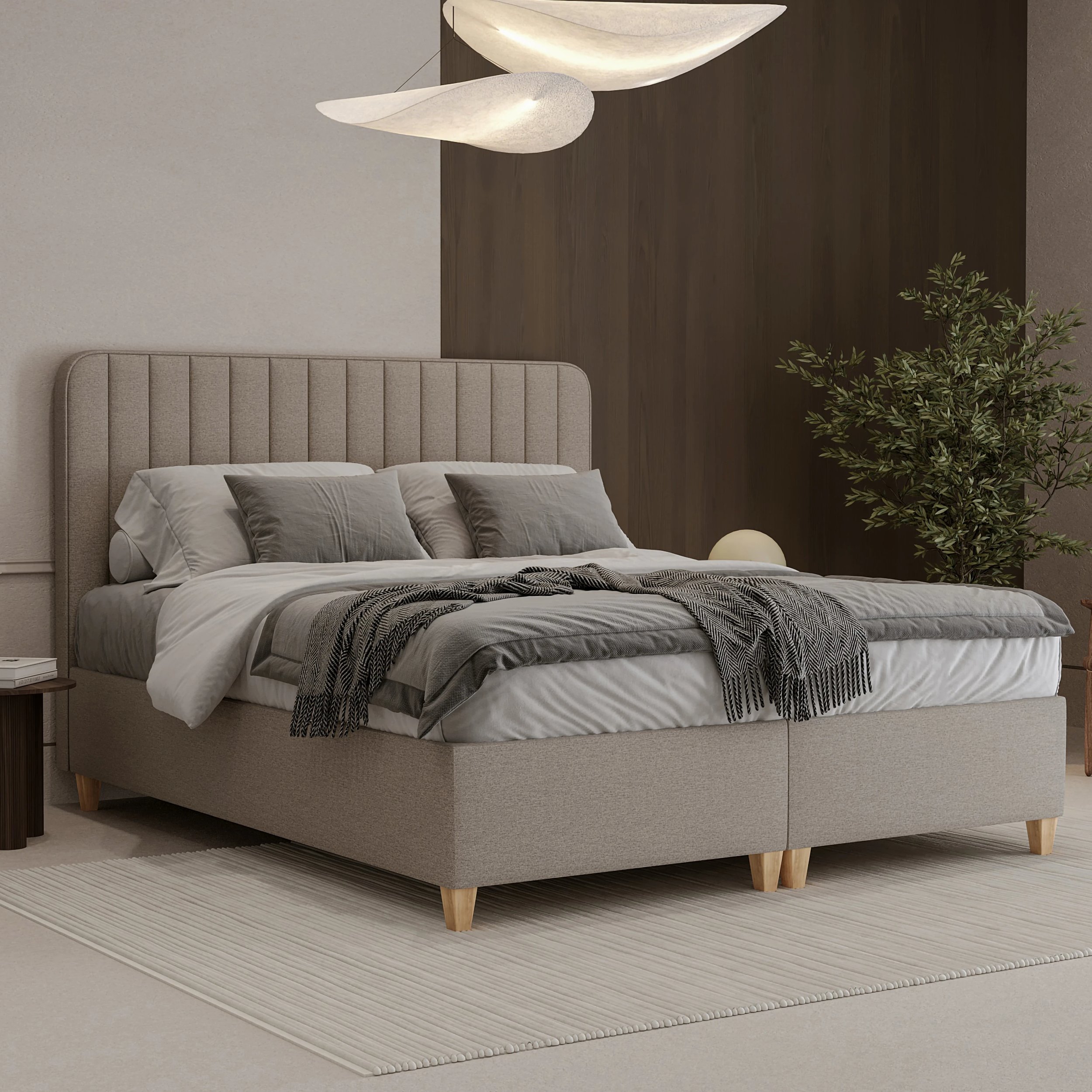 Łóżko Asana kontynentalne 200x200 cm, Grupa Premium, Pojemnik: Nie tapicerowane, kontynentalne, dla dwojga