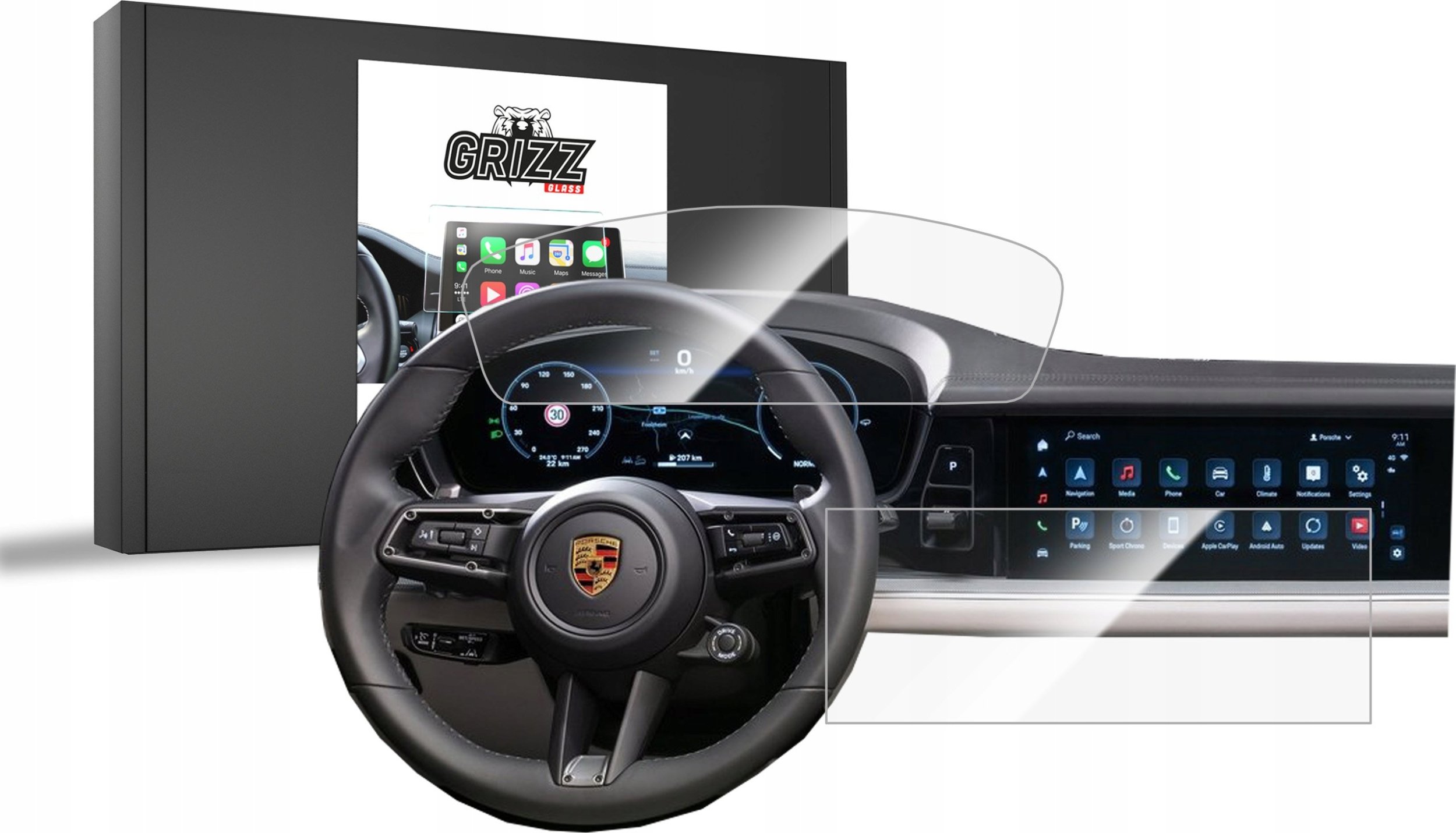 GrizzGlass Folia ceramiczna GrizzGlass CarDisplay Protection do Porsche Cayenne 3 2023-2024 [2w1]