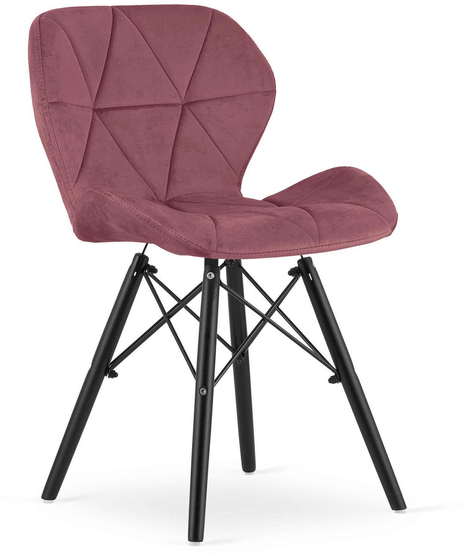 Krzesło LAGO Aksamit - ciemny róż / nogi czarne x 1