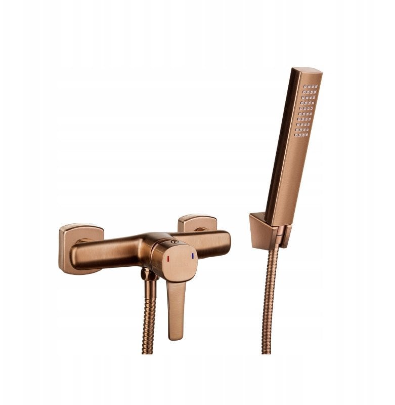 Invena bateria natryskowa z zestawem natryskowym Glamour, miedź BN-02-014-V