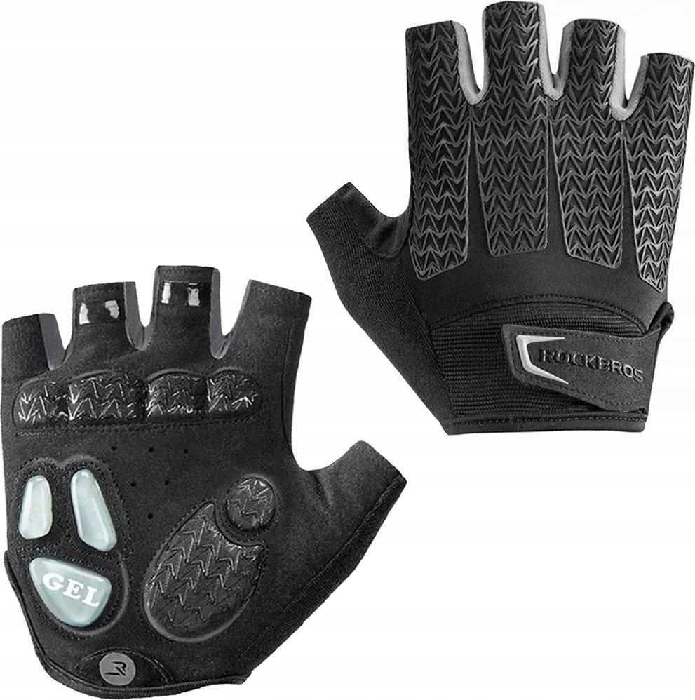 RockBros Rękawiczki rowerowe z wkładkami żelowymi rozmiar M szare ROCKBROS