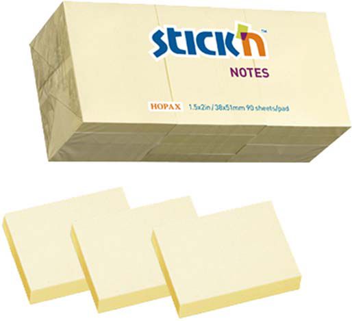 Stickn NOTES SAMOP.STICK N 38X50MM 12SZT ŻÓŁTY NOTES SAMOPRZYLEPNY 21530 - 21530