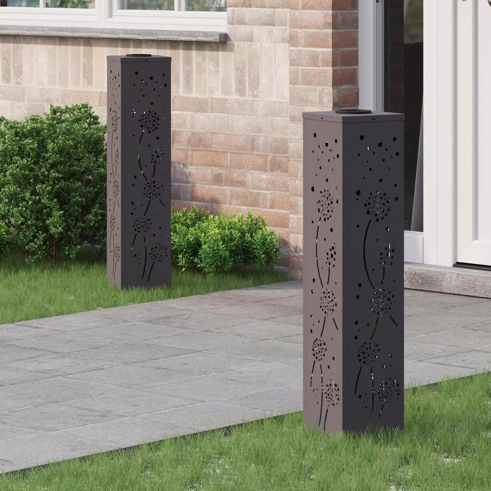 vidaXL Słoneczna LED lampa na ścieżkę 2 pcs Czarny