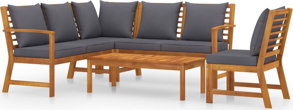 vidaXL 5-cz. zestaw wypoczynkowy do ogrodu, poduszki, drewno akacjowe (3057777)