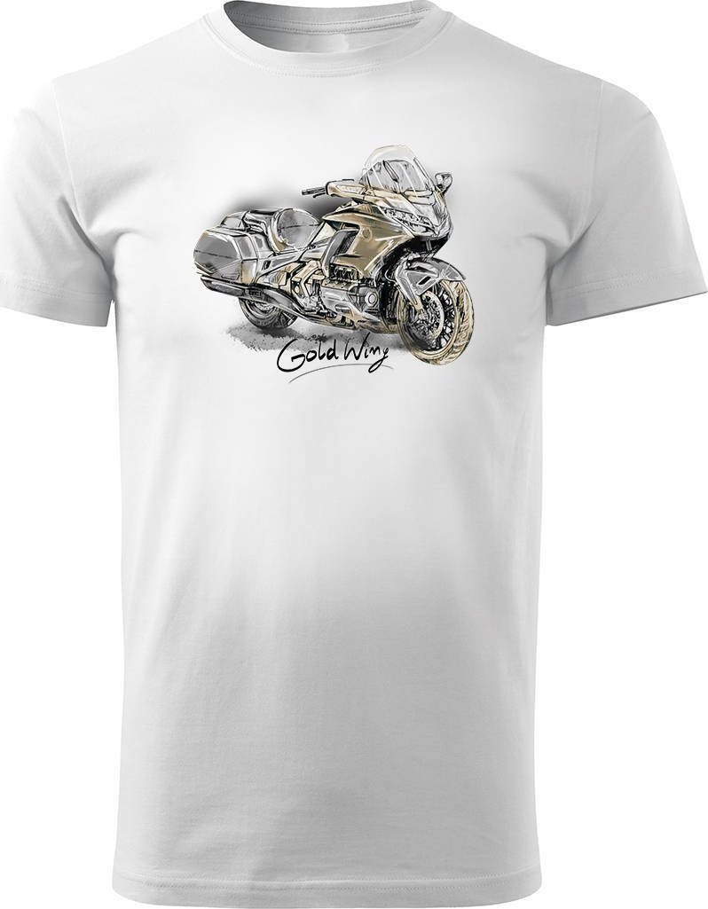 Topslang Koszulka motocyklowa z motocyklem na motor Honda Goldwing męska biała L