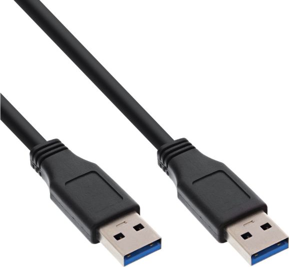 Kabel USB InLine USB-A - USB-A 0.3 m Czarny (35203)