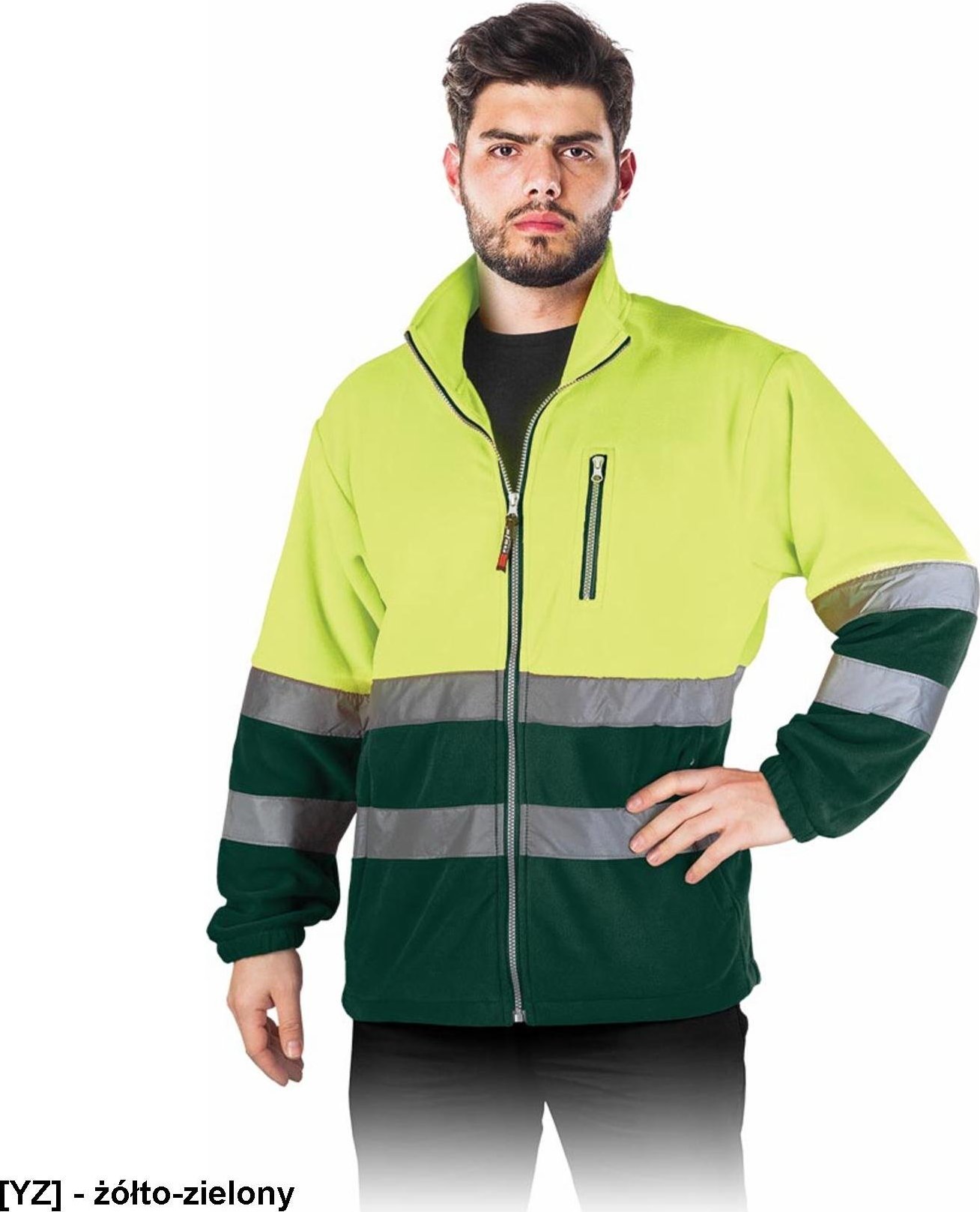 R.E.I.S. POLSTRIP - bluza polarowa z pasami odblaskowymi - żółto-zielony XL