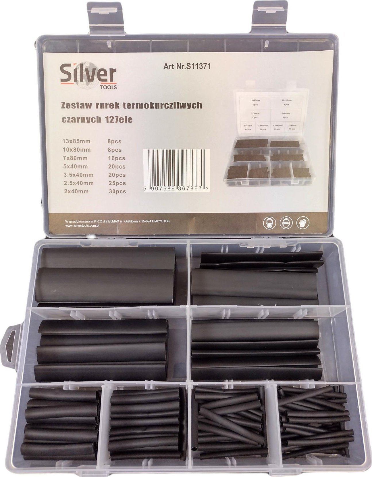 Silver SILVER KOSZULKI TERMOKURCZLIWE 127szt. CZARNE