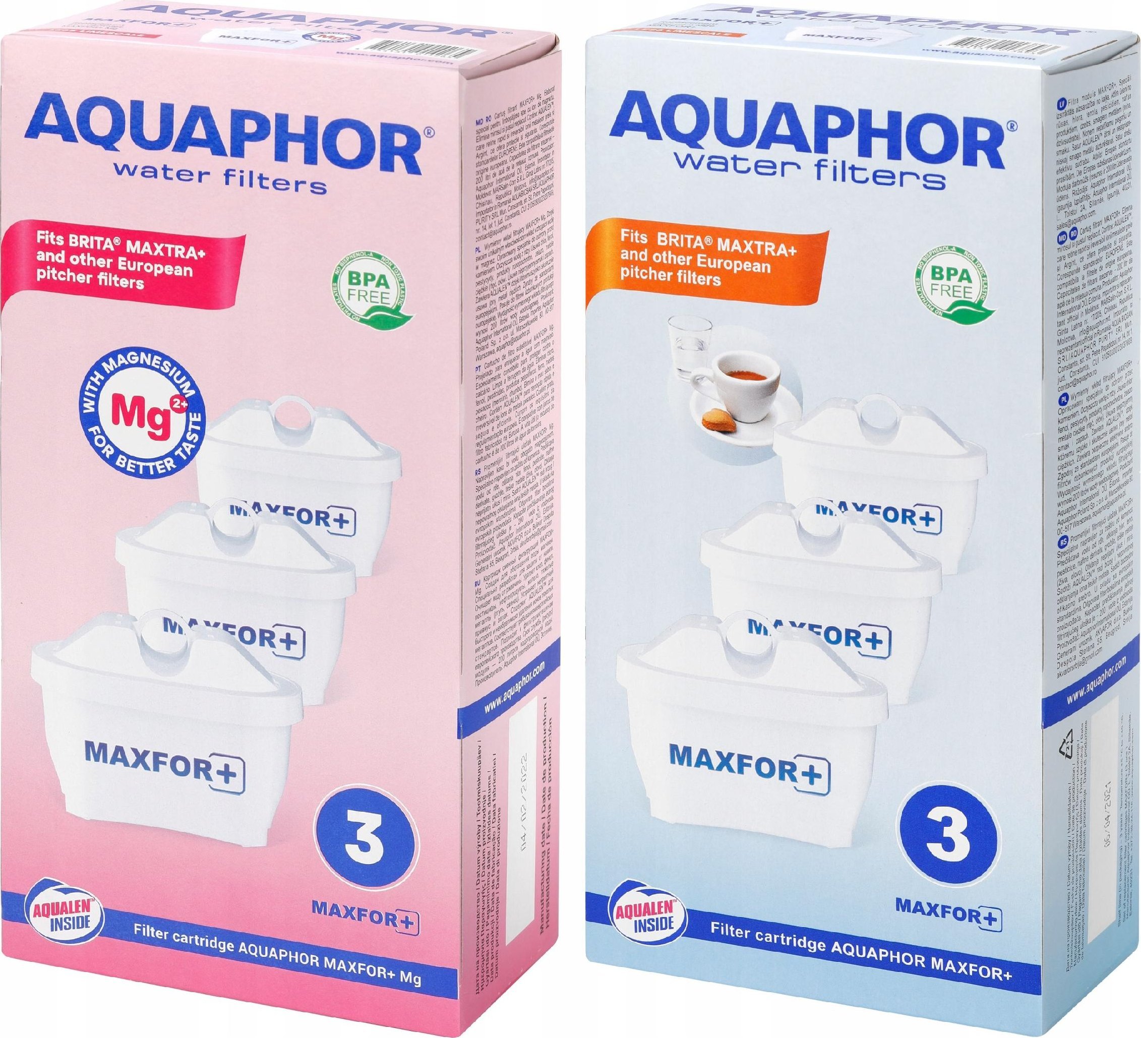 Wkłady filtrujące Aquaphor Maxfor+ 3 szt. i Maxfor+ Mg 3 szt.