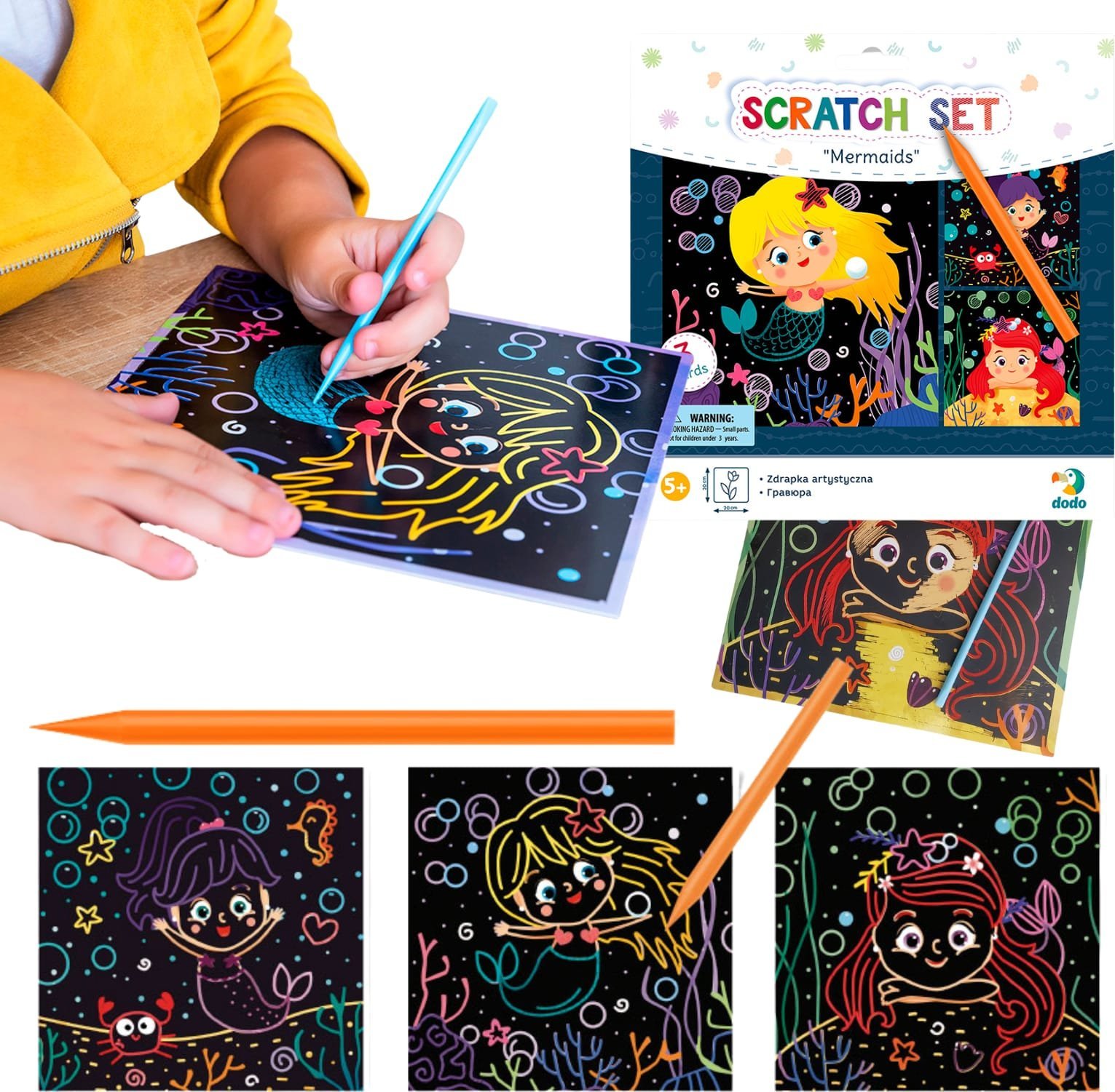 Dodo Zdrapka Artystyczna "Syrenki" Wydrapywanka Metoda Scratch Zestaw Dla Dzieci