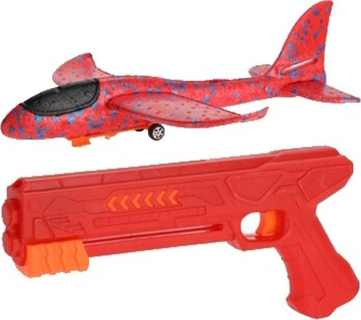 SAMOLOT STYROPIANOWY Z WYRZUTNIĄ 43CM - RED