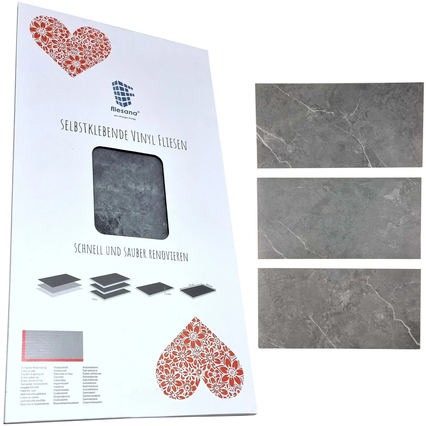 3 sztuki CAMBOOSE Fliesana - Wodoodporne płytki