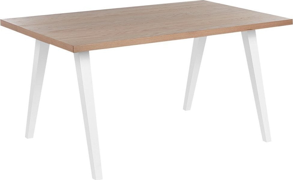 Beliani Stół do jadalni 150 x 90 cm jasne drewno z białym LENISTER!