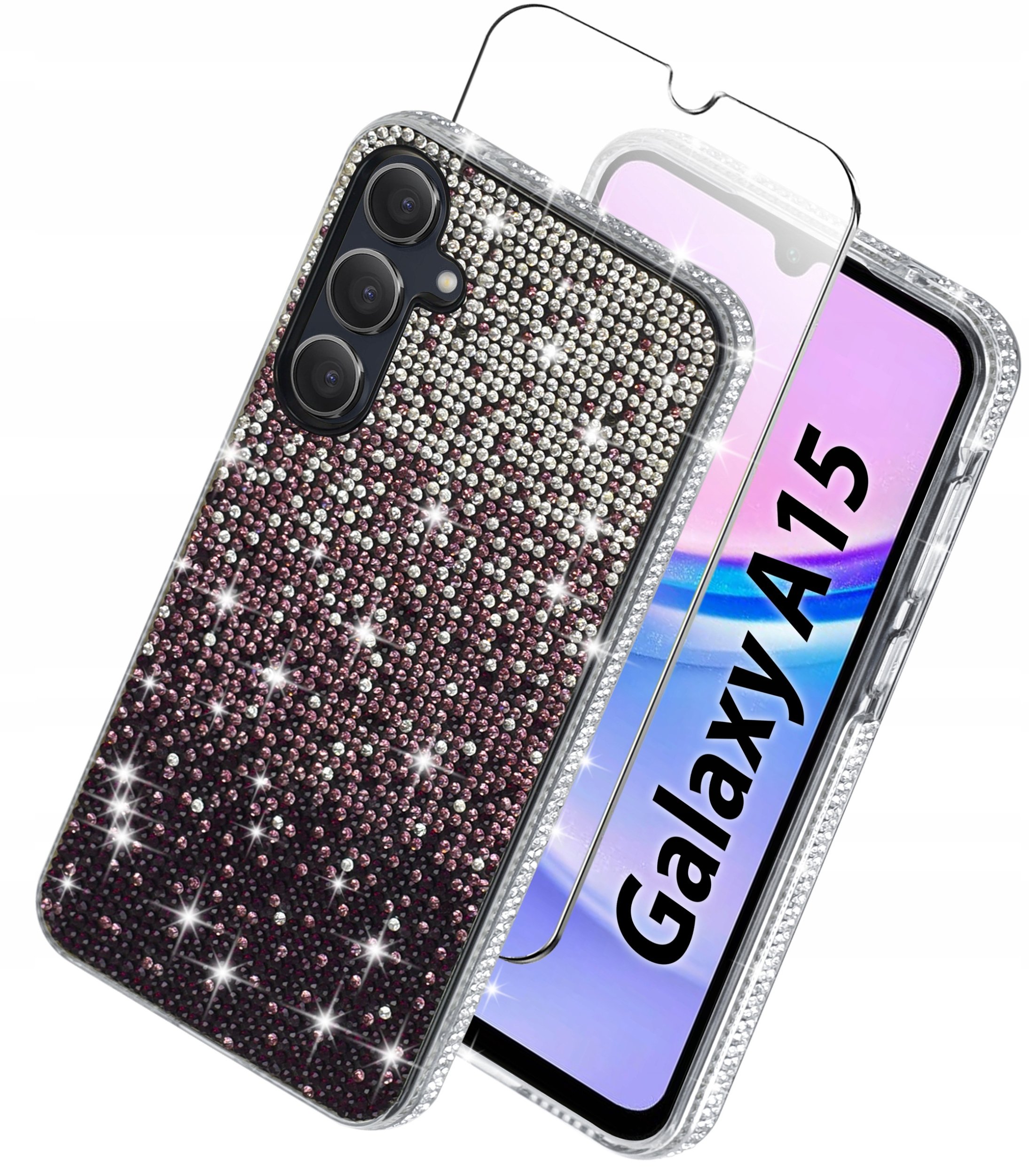 Etui do Samsung 15 5G| silikonowe BROKAT DIAMOND Szkło ochronne na ekran 9H