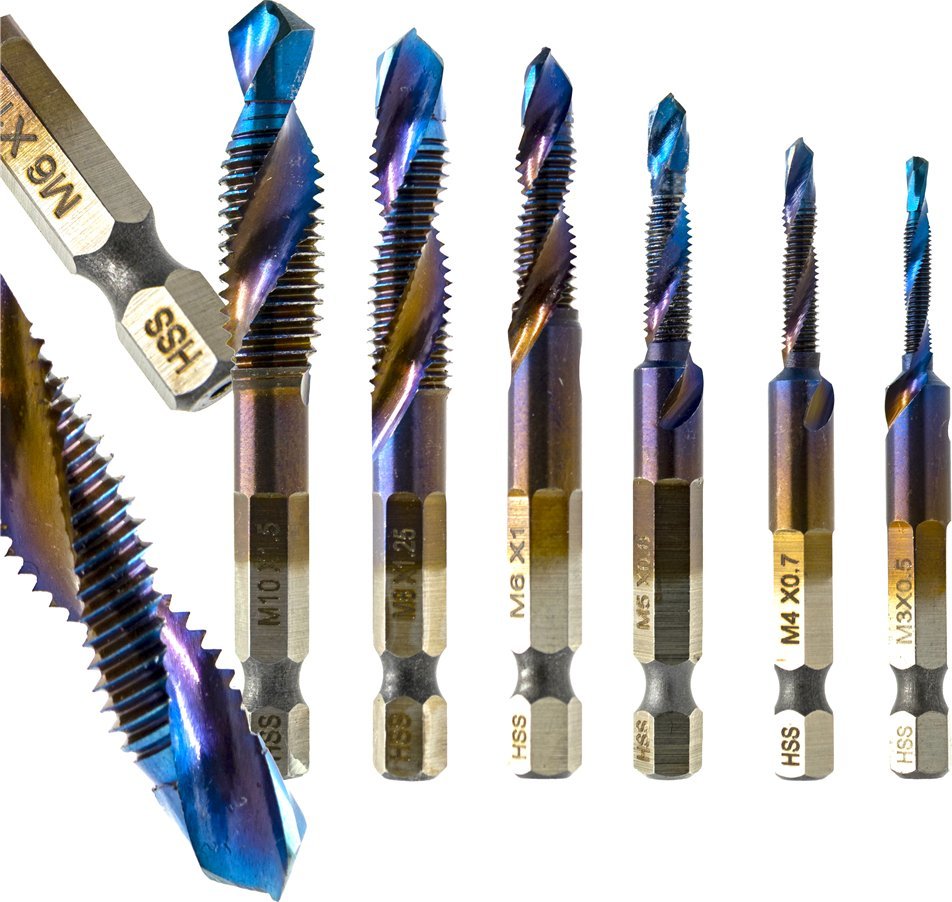 Wiertła gwintujące M3 - M10, gwintowniki, HSS, zestaw 6 szt.