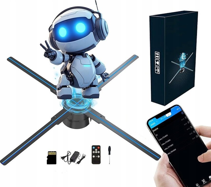 Projektor z Hologramem 3D 624 LED - Rozmiar 520x520 mm Braders