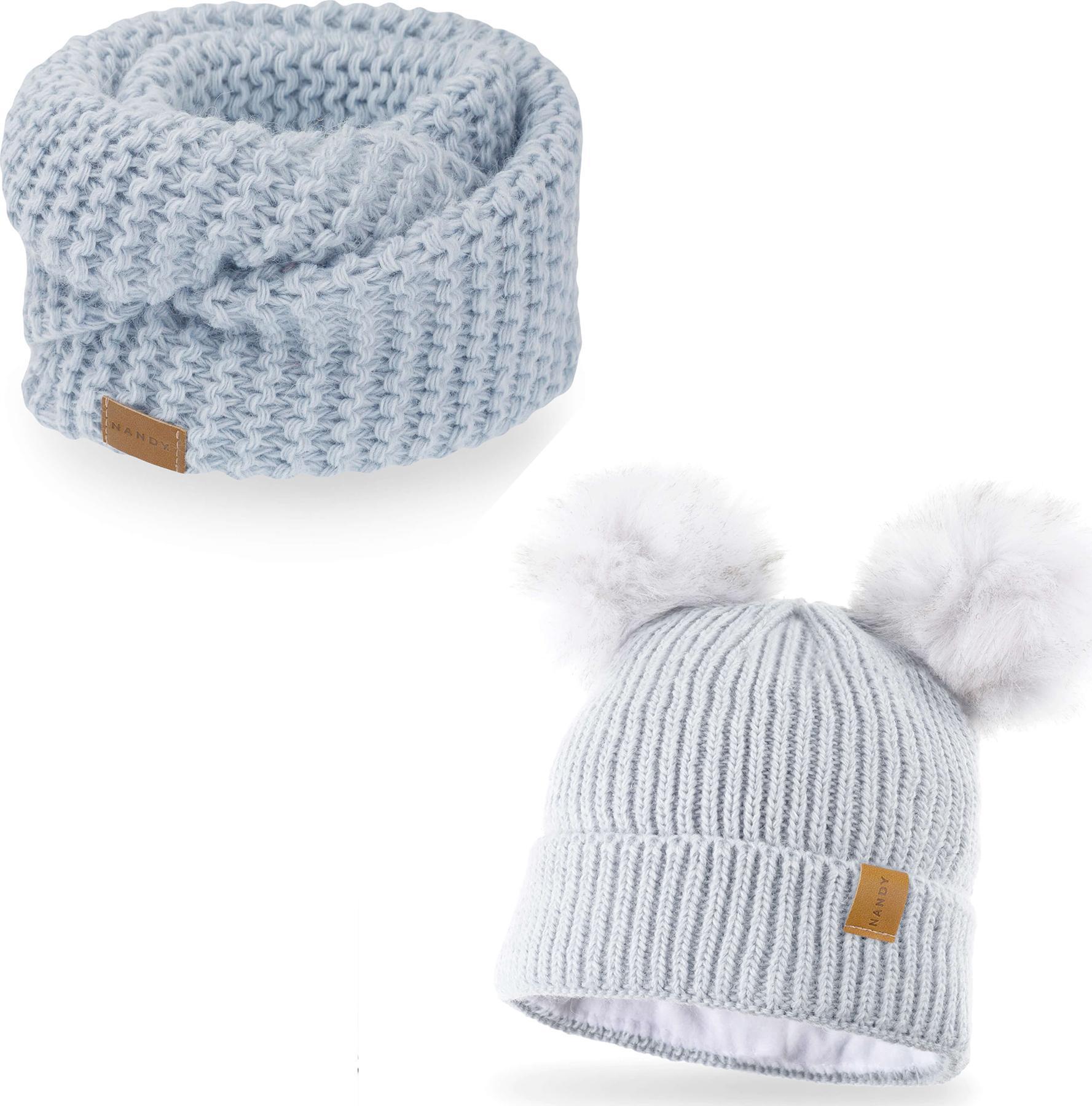 Nandy Nandy Komplet Dziecięcy Komin Czapka Z Polarem - Zest-Ck-17223-Lodowy