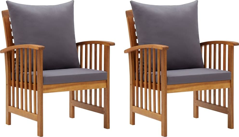 vidaXL Krzesła ogrodowe z poduszkami, 2 szt., lite drewno akacjowe