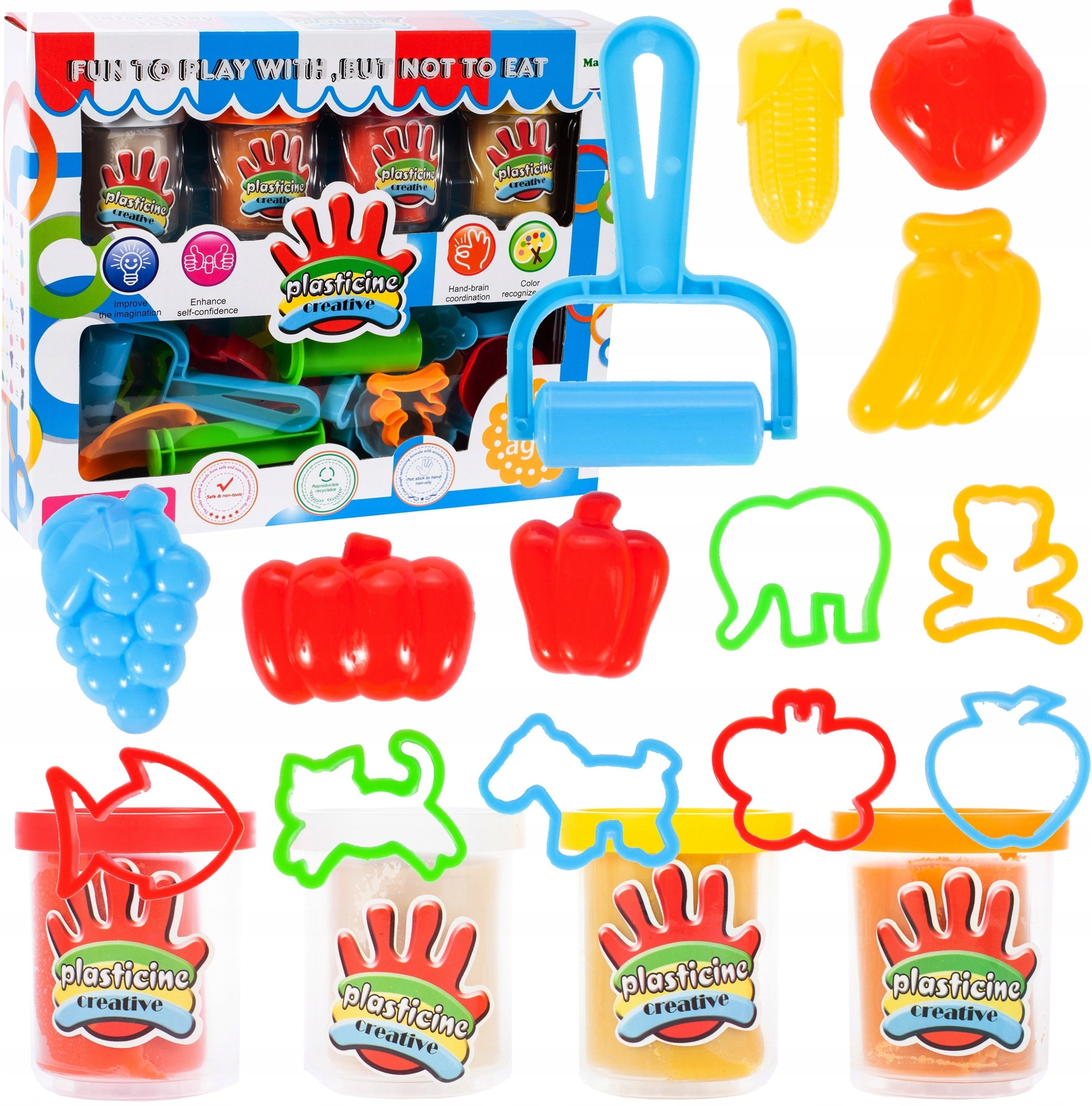 Ciastolina - Masa Plastyczna 4 Kubeczki, Foremki i Akcesoria