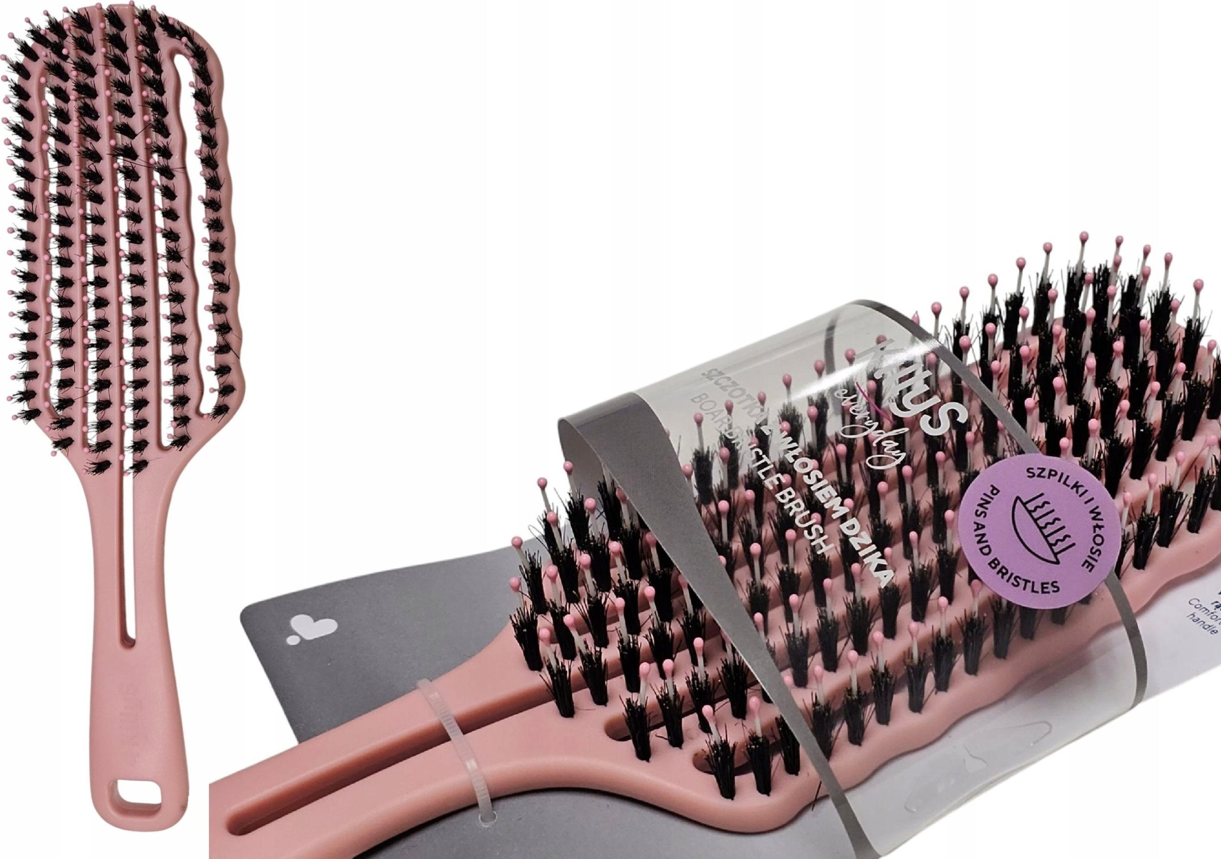 KILLYS_Szczotka do włosów z włosiem dzika Różowa