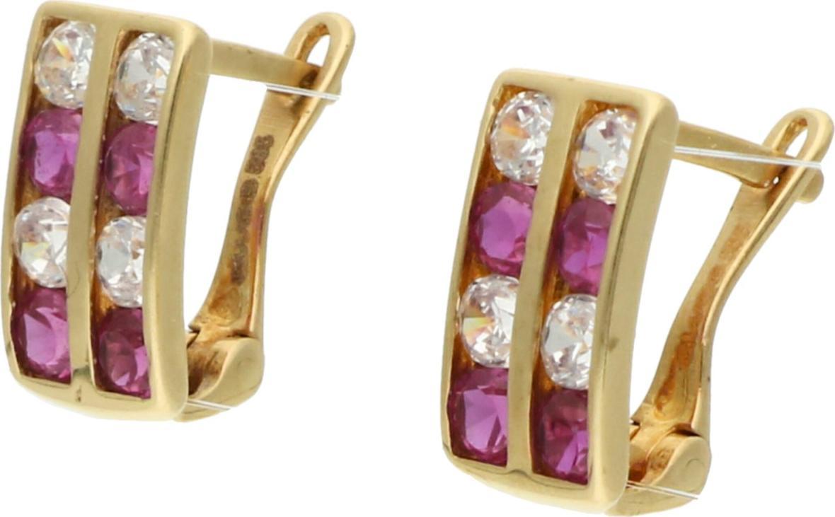 Rosanto Złote kolczyki z cyrkoniami na zapięciu angielskim 585 14k