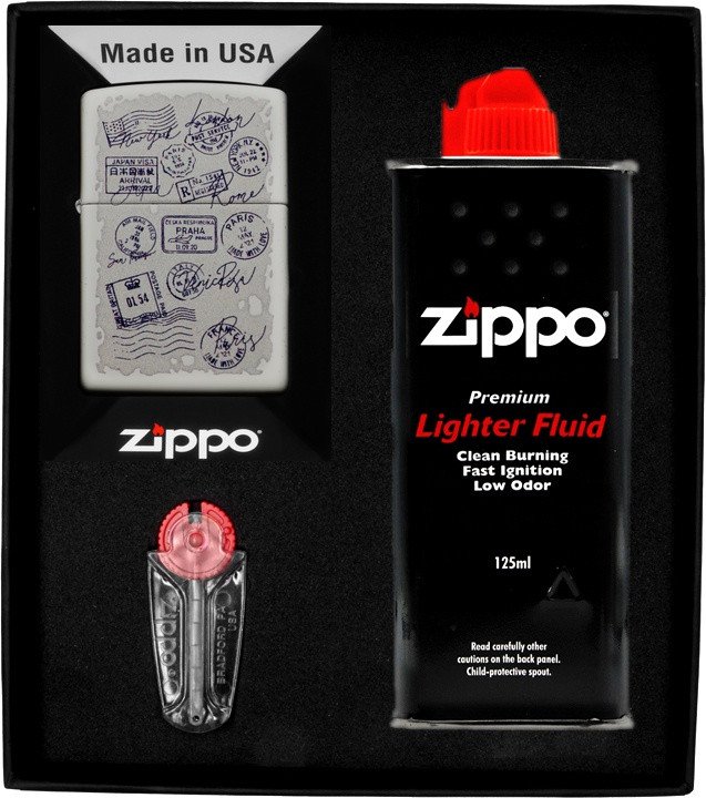 Zestaw ZIPPO Zapalniczka STAMPS DESIGN Prezentowy No1