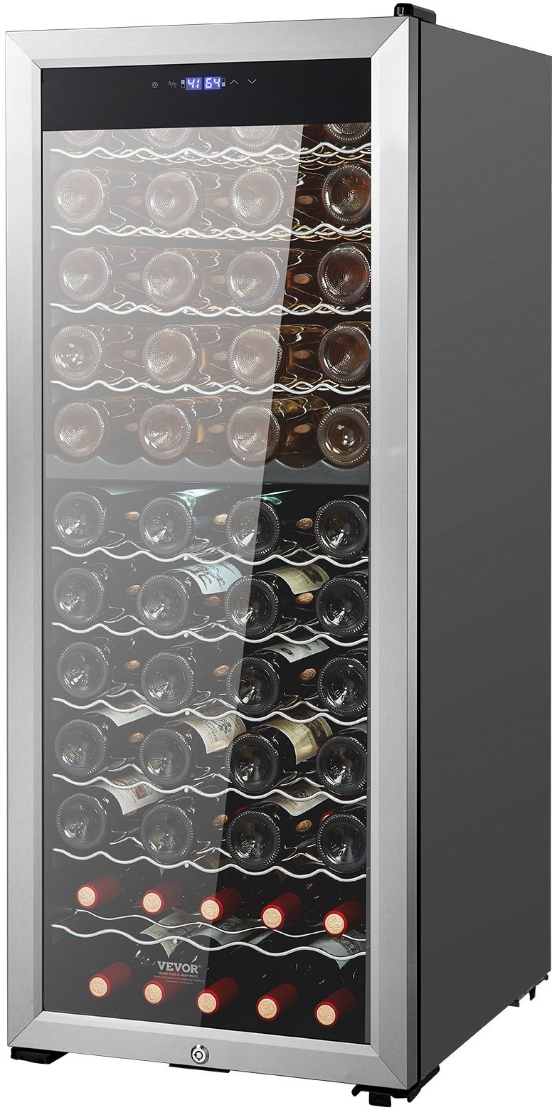Chłodziarka do Wina 80 butelek 2 strefy LED zamek wolnostojąca elegancka