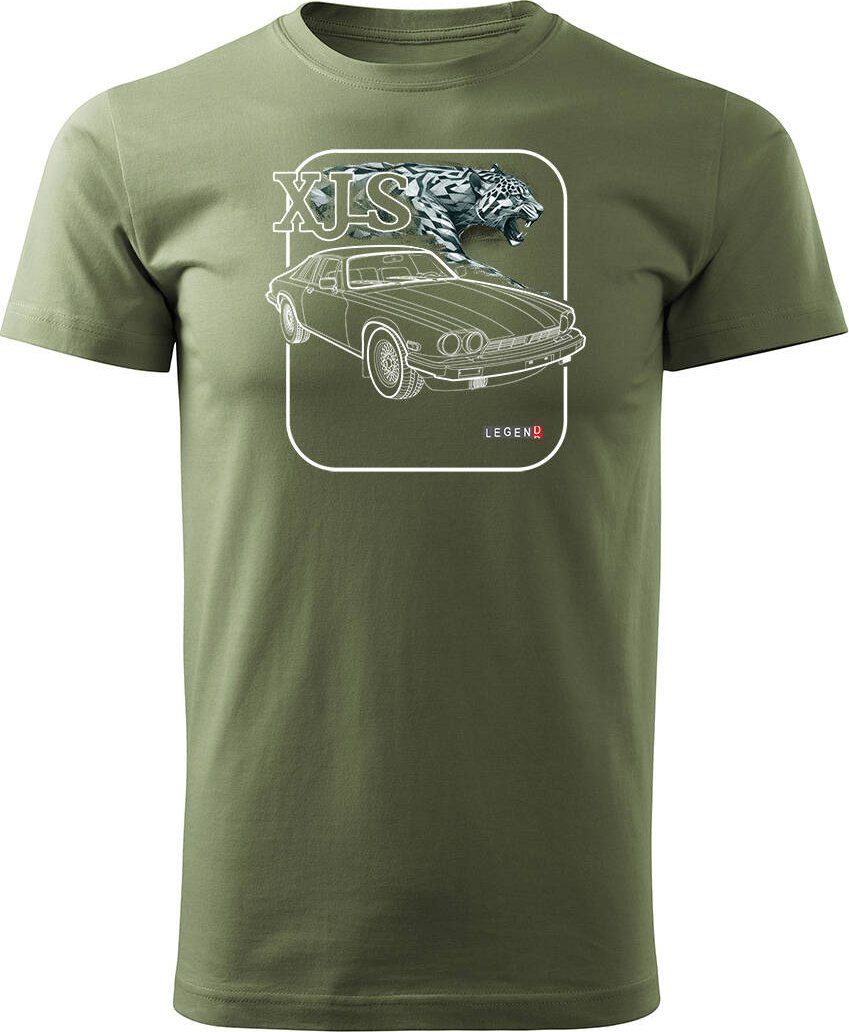 Topslang Koszulka z samochodem jaguar z jaguarem xjs kolekcjonerska męska khaki REGULARR XL