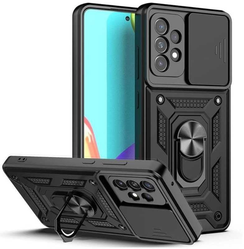 Mocco Ring Slide Hard Case Plastic Cover for Samsung Galaxy A13 5G black