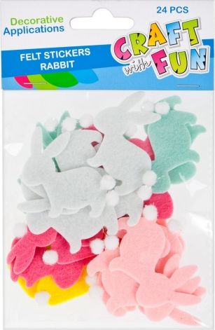 Craft with Fun CF NAKLEJKI FILC KROLIK Z POMPONEM PBH 6/144