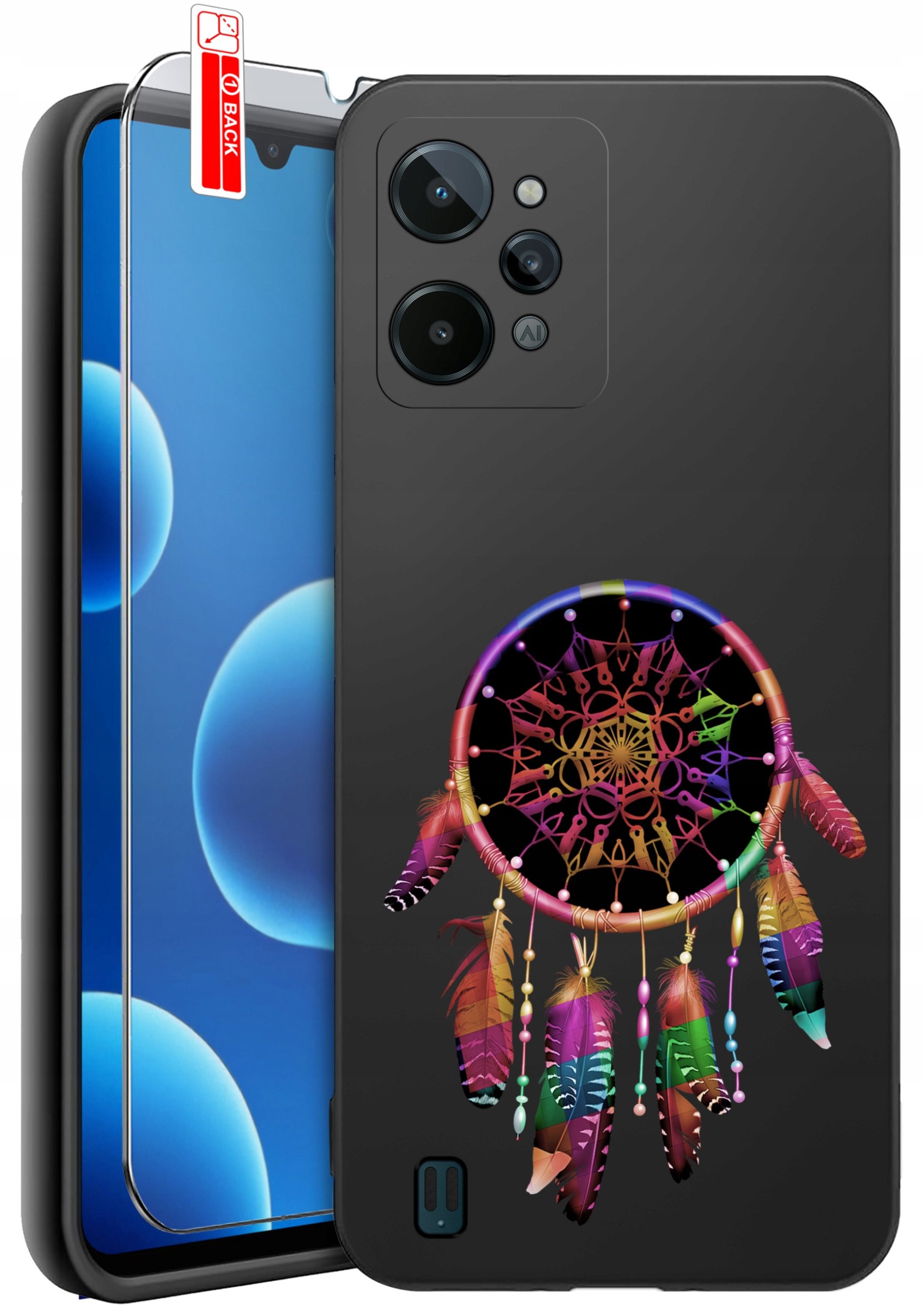 ETUI do Realme C31| WZORY | SILIKONOWE MATT CASE + SZKŁO 9H