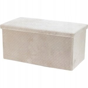 Welurowa pufa ze schowkiem MODUS, 76 x 38 x 38 cm
