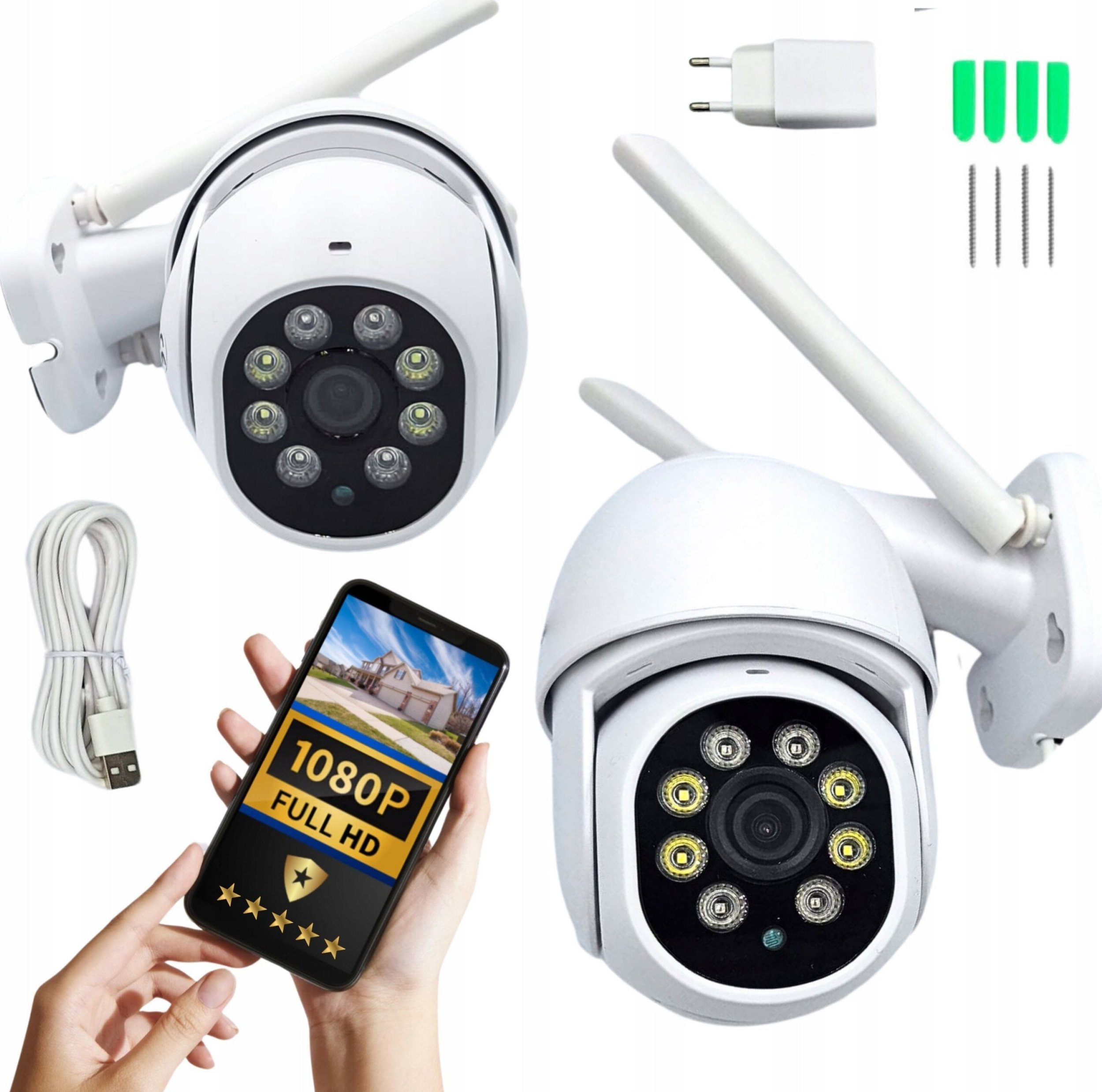 Zewnętrzna Kamera WIFI Obrotowa 1080p POLSKA APLIKACJA ŚLEDZENIE FULL HD SD