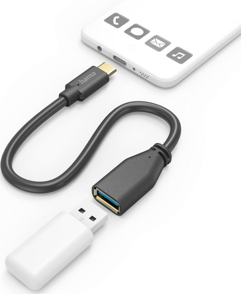 Adapter USB Hama HAMA KABEL PRZEJŚCIOWY OTG, USB 3.0 A, USB TYPE-C, WTYK, 15CM, CZARNY