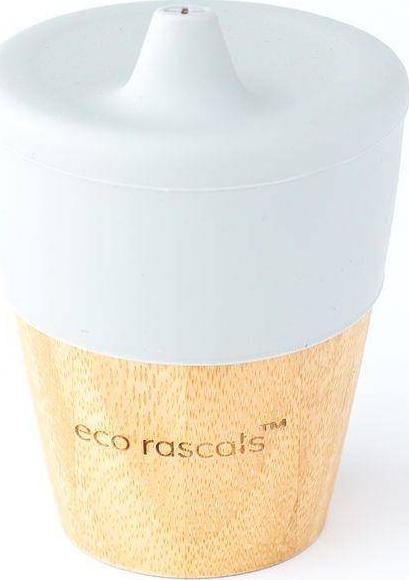 ECO RASCALS ECORASCALS* Kubek bambusowy o pojemności 190 ml z silikonową nakładką w kolorze szarym one size