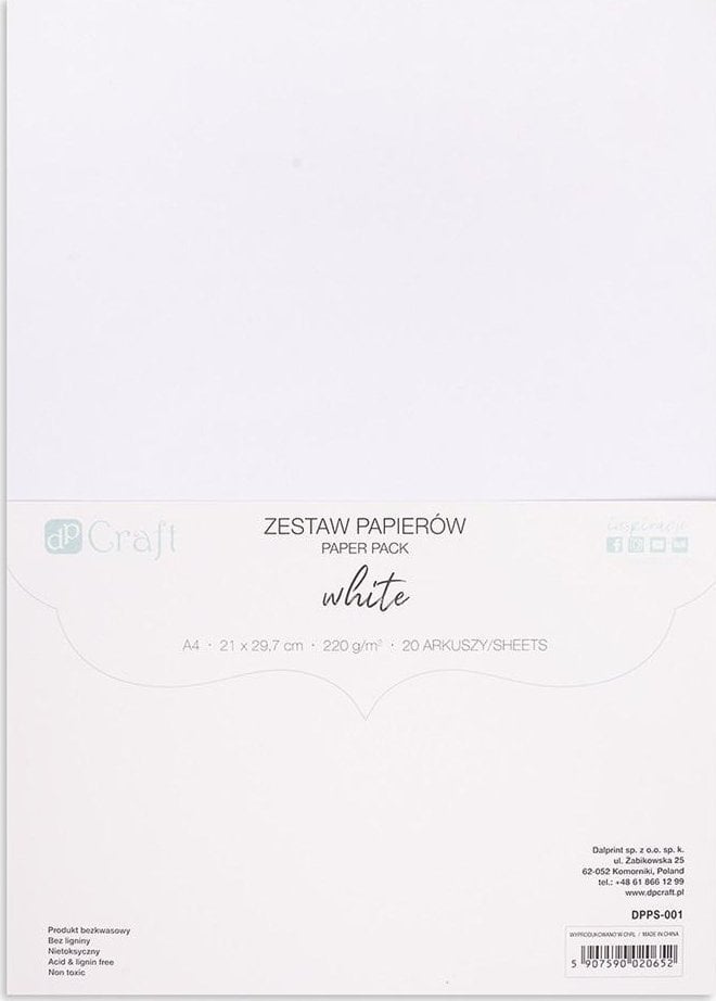 Zestaw papierów 220g biały A4 20ark
