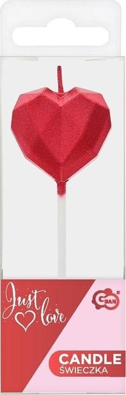 Świeczka piker serce diament czerwone 10.5x3.5cm