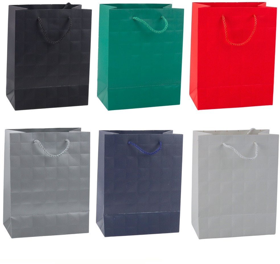 Torba Prezentowa Elegancka Tłoczone Kwadraty 23 x 18 x 10,5 cm