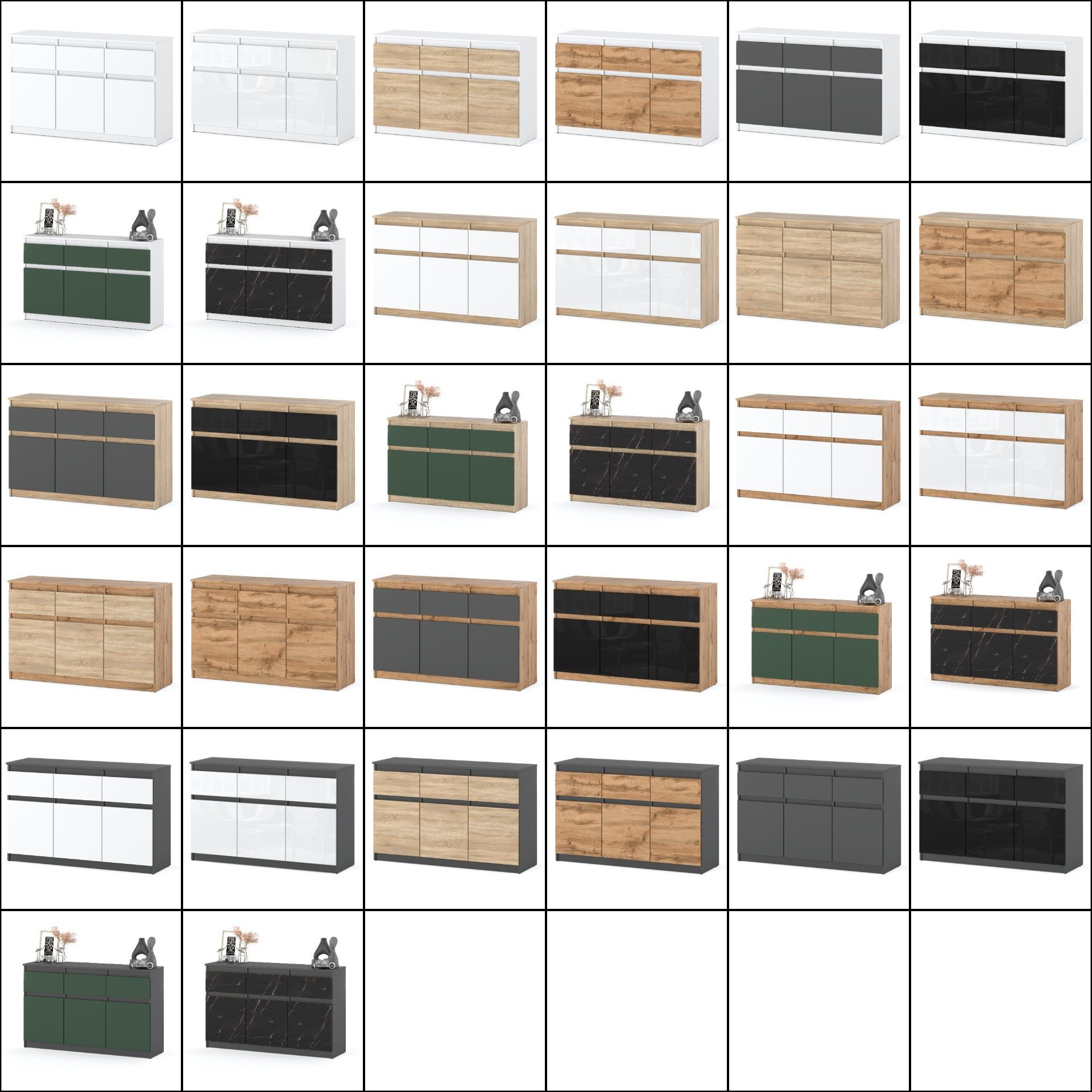 Komoda Oleksa 120cm 3 Szuflady Salon Sypialnia Szafka Pojemna Szara Biała