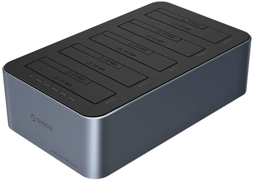 Stacja dokująca 6656C3-C z klonowaniem offline na 5 dysków 2.5'' / 3.5'' SATA HDD / SSD - szara ORICO