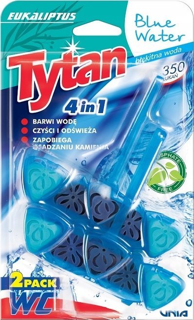 Osram Tytan Zawieszka do WC 4W1 Barwiąca Wodę Blue Water Eukaliptus 2x40g
