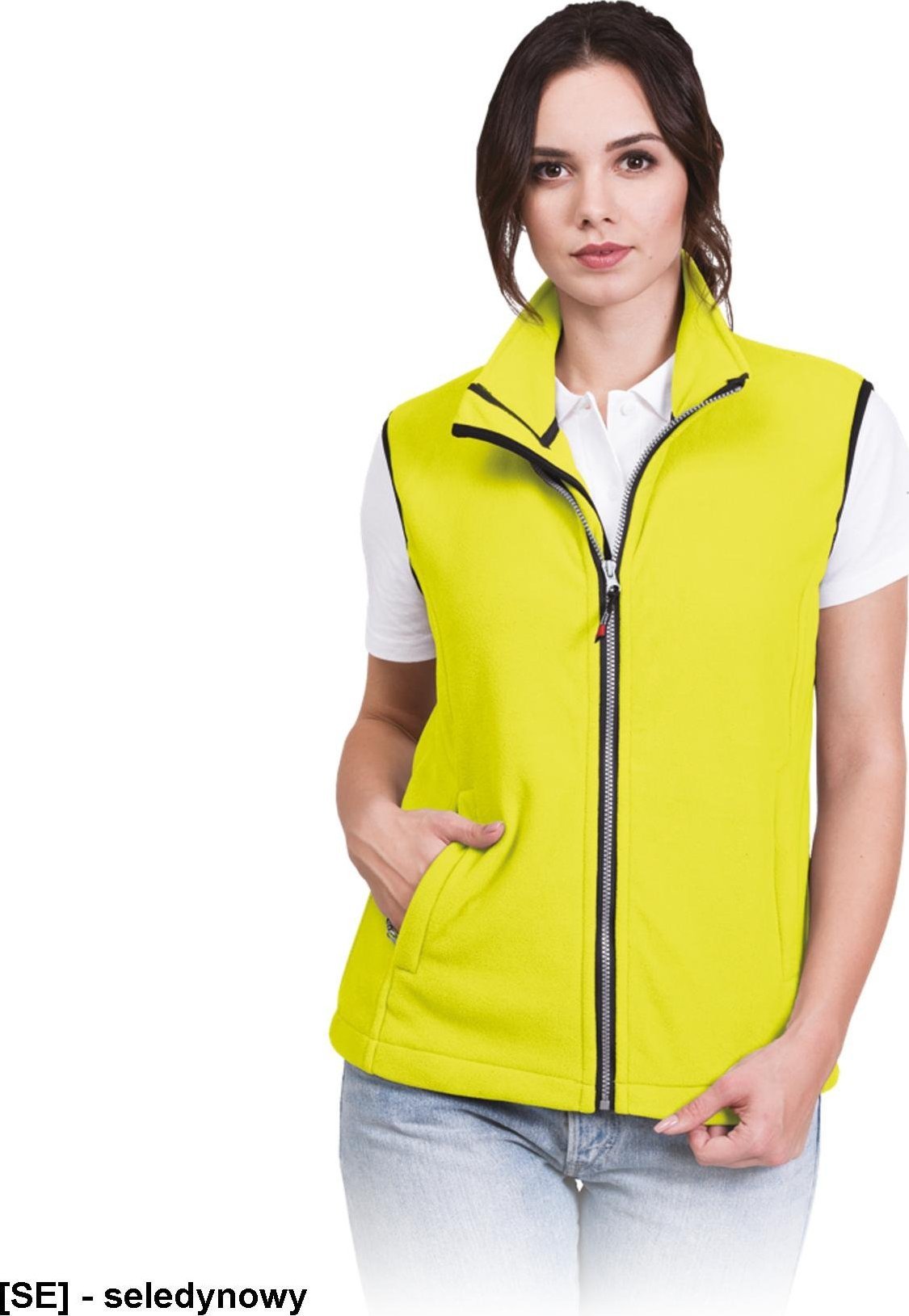 R.E.I.S. VHONEY-L - bezrękawnik damski z polaru, kołnierz ze stójką - seledynowy 3XL