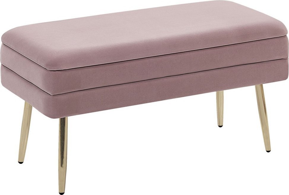 Beliani Ławka ze schowkiem do sypialni różowa DURHAM