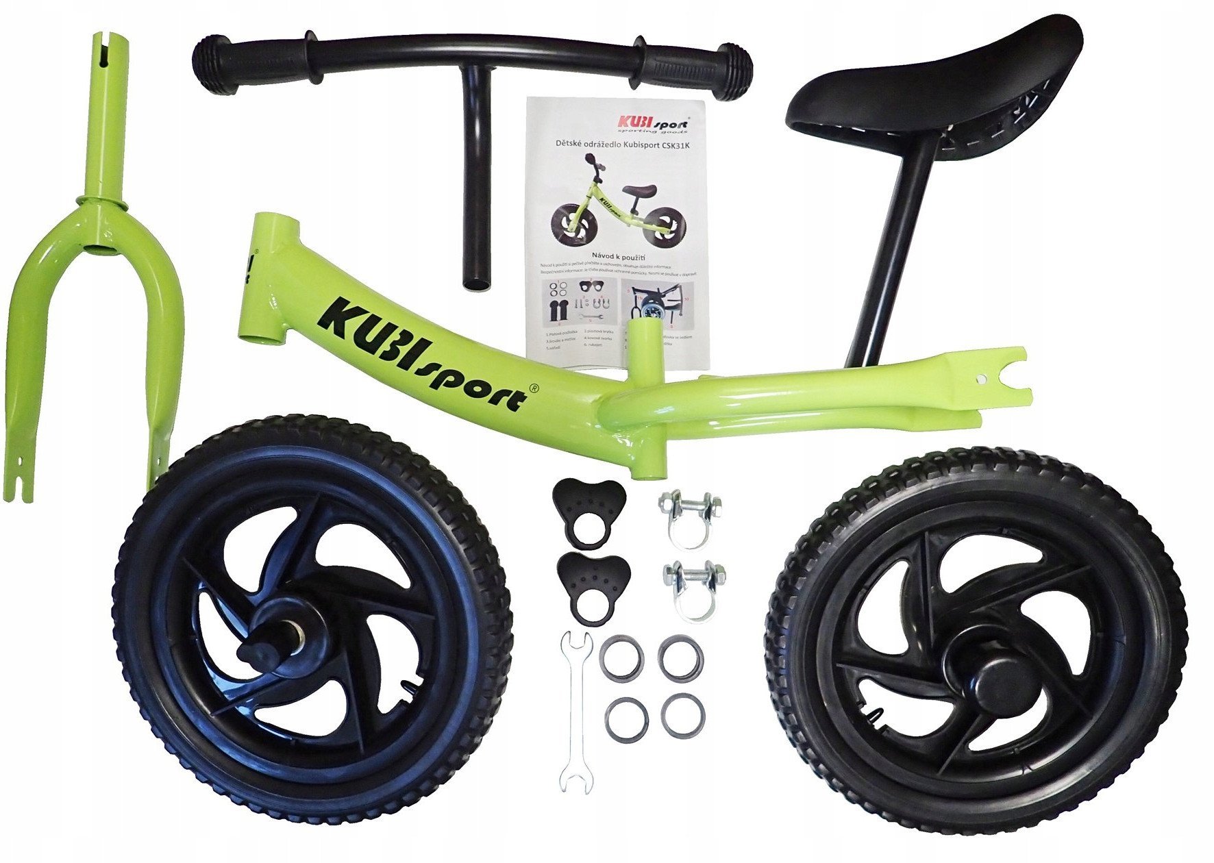 Rowerek Rower Biegowy Dziecięcy Zielony dla Dzieci 3 Latka KUBISPORT 40 kg