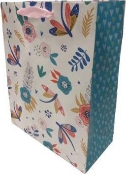 Torebka ozdobna matowa 35x37x12cm Kwiaty FRESH