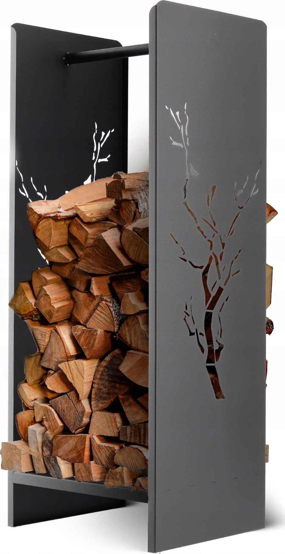 Kadax Stojak Na Drewno Kominkowe Kosz Metalowy Czarny