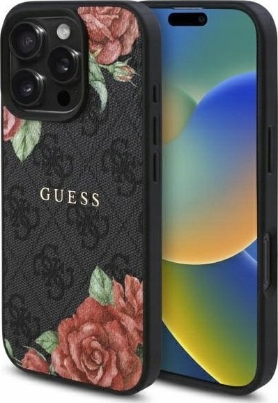 Guess GUHMP16LP4ROPEMCK iPhone 16 Pro 6.3" czarny/black hardcase 4G Flowers Print MagSafe