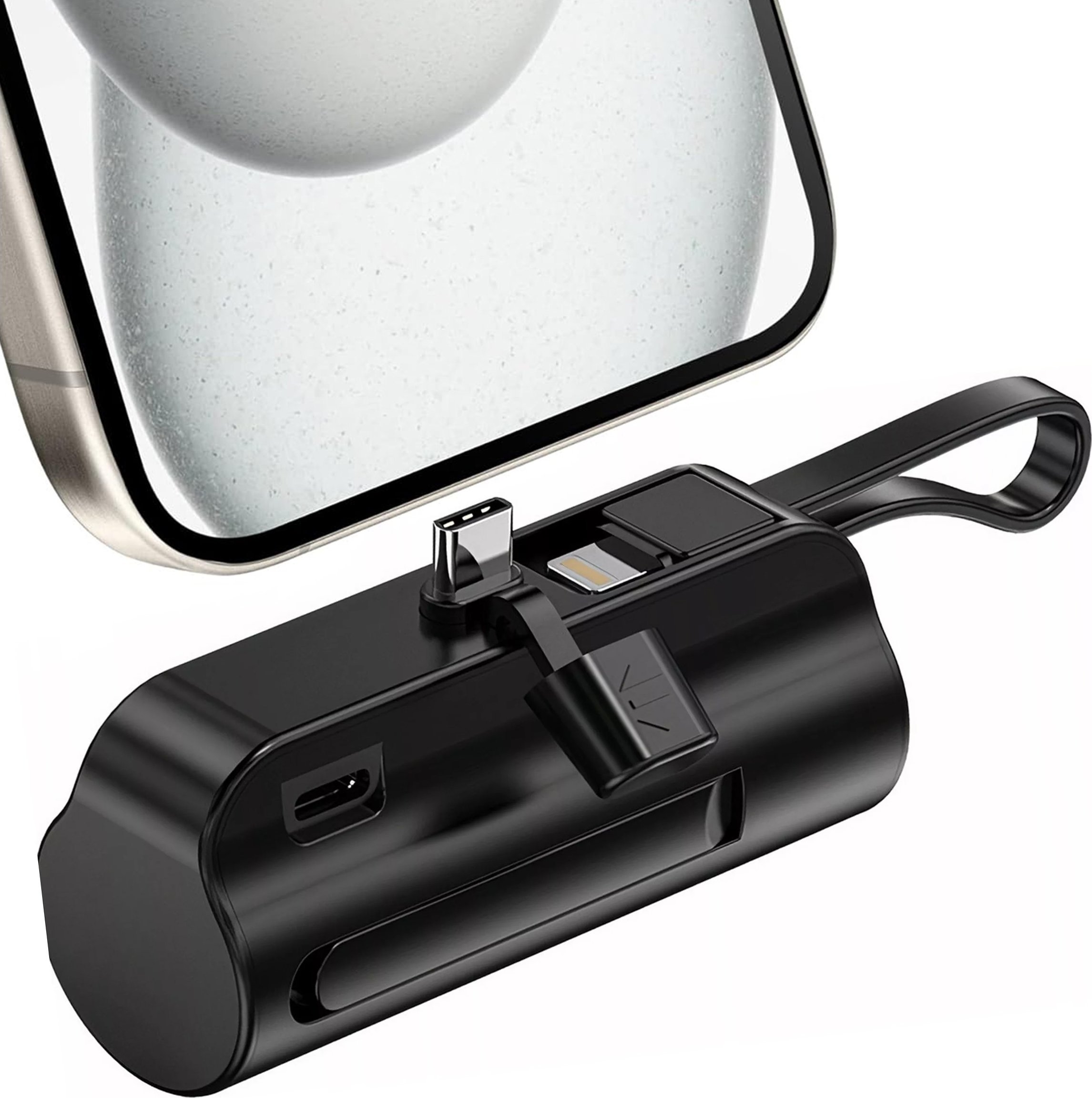 Powerbank Alogy PowerBank 5000mAh Alogy bank energii kieszonkowy mały ładowarka zewnętrzna Power Bank USB-C i lightning Czarny